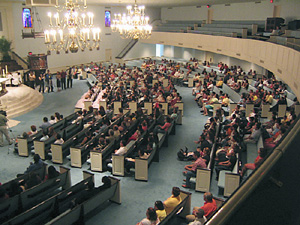 The Cathedral of Saint Matthews congregation during a service; Saint Matthews Church does not participate in mail scams.